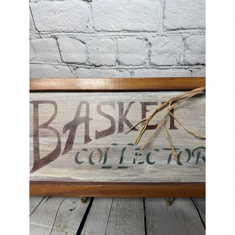 Basket Collector Vintage‎ Country Chunky Wood Frame Sign 14